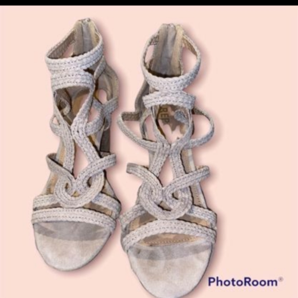 Report Paula Taupe Strappy Block Heel Sandals